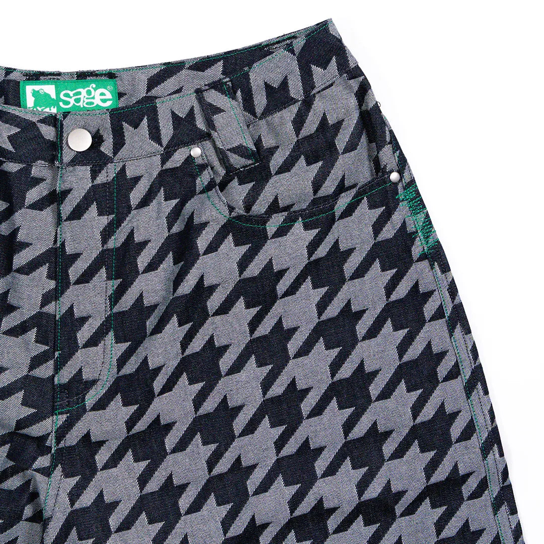 5age Houndstooth Denim Shorts