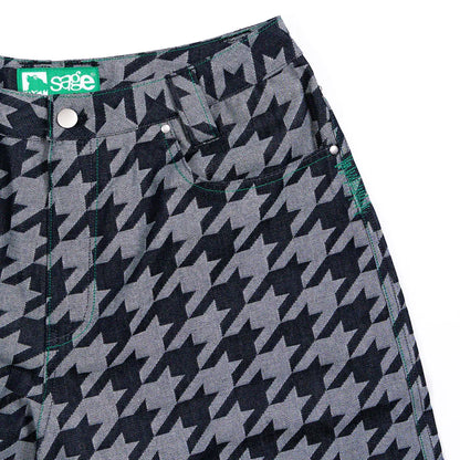 5age Houndstooth Denim Shorts