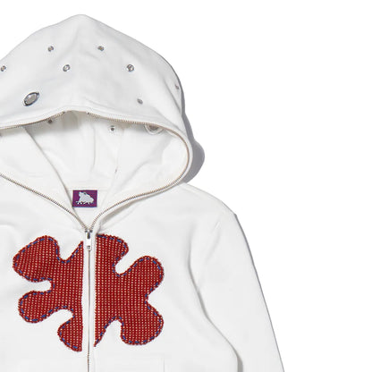 Pierced Patch Zip Hoodie