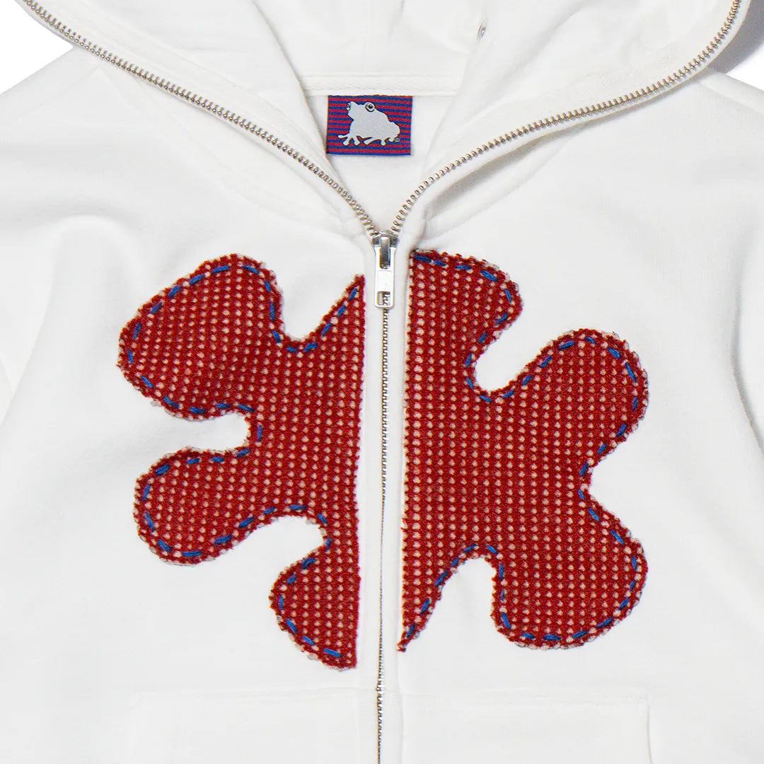 Pierced Patch Zip Hoodie