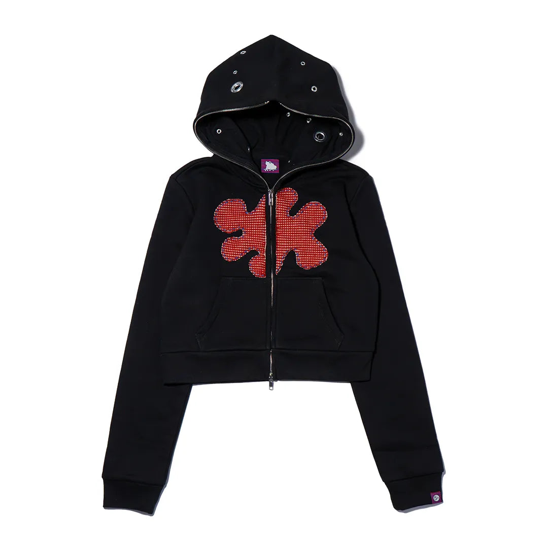 Pierced Patch Zip Hoodie