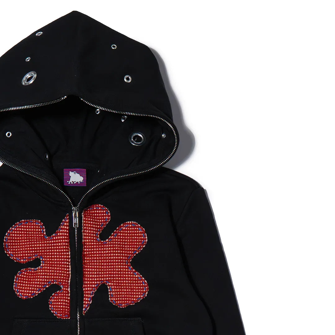Pierced Patch Zip Hoodie