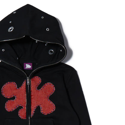 Pierced Patch Zip Hoodie