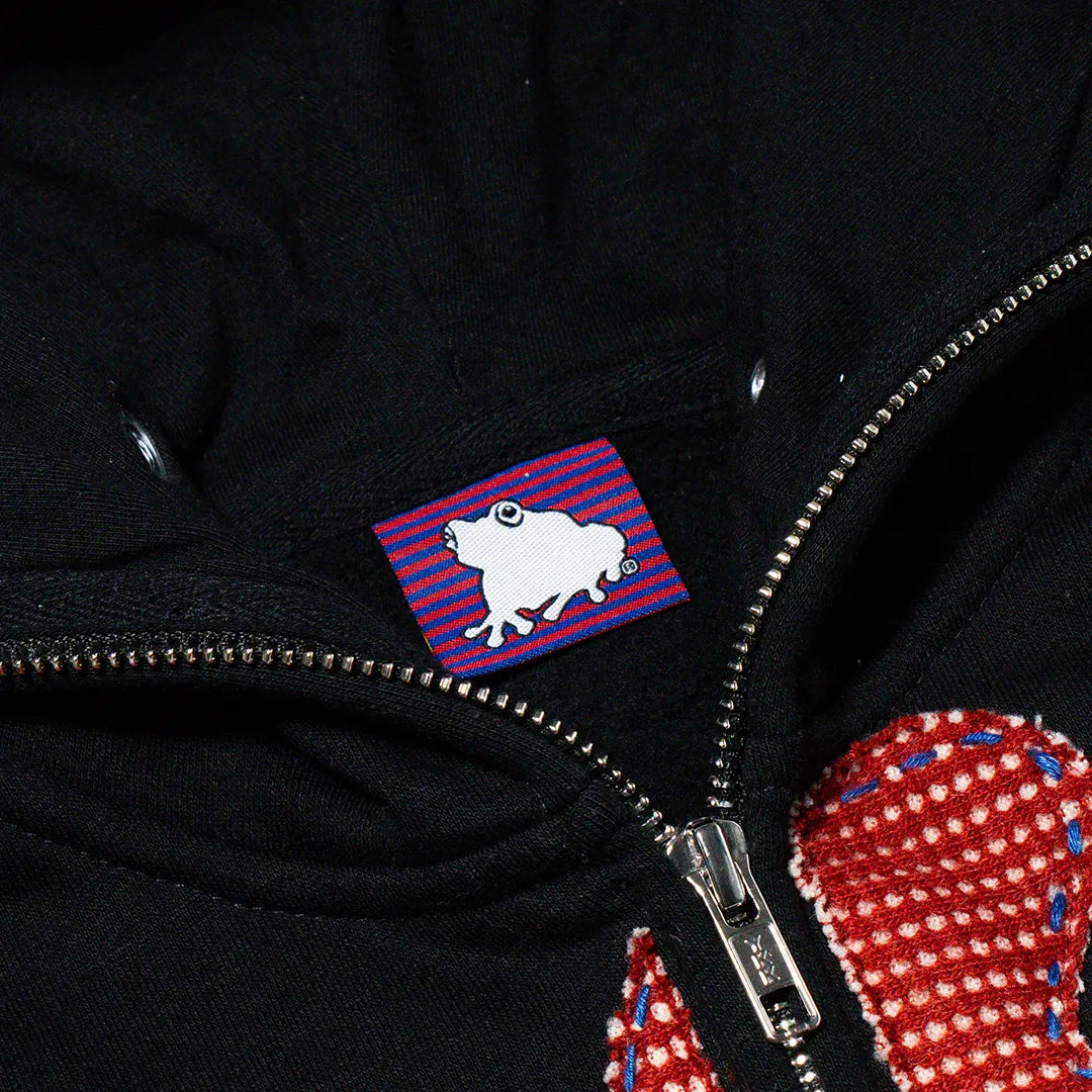 Pierced Patch Zip Hoodie