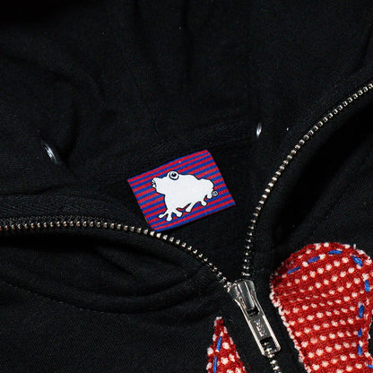 Pierced Patch Zip Hoodie