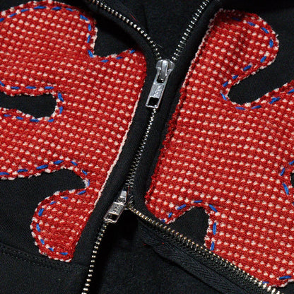 Pierced Patch Zip Hoodie