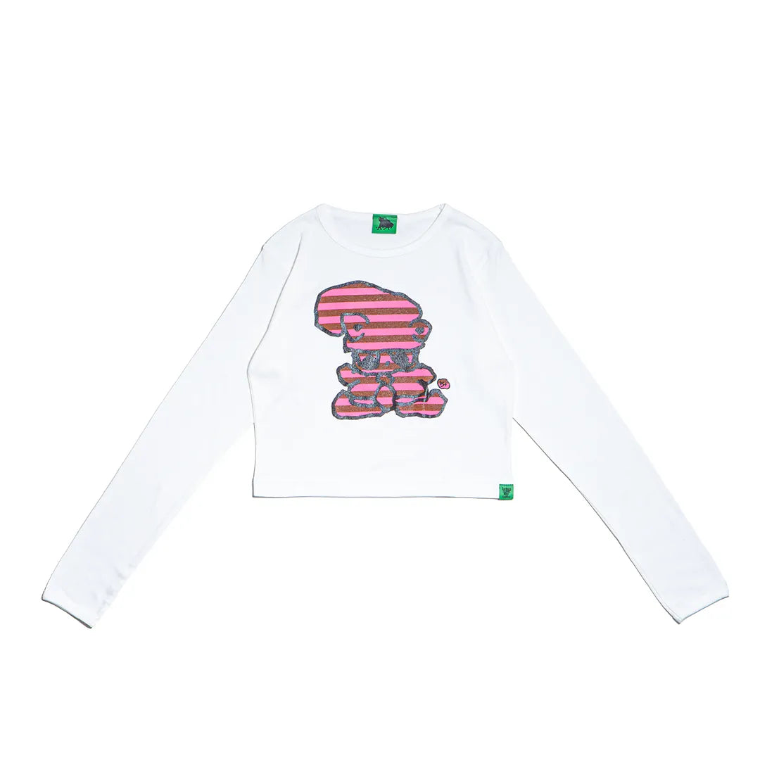 Striped Tie Bear Cropped L/S Tee