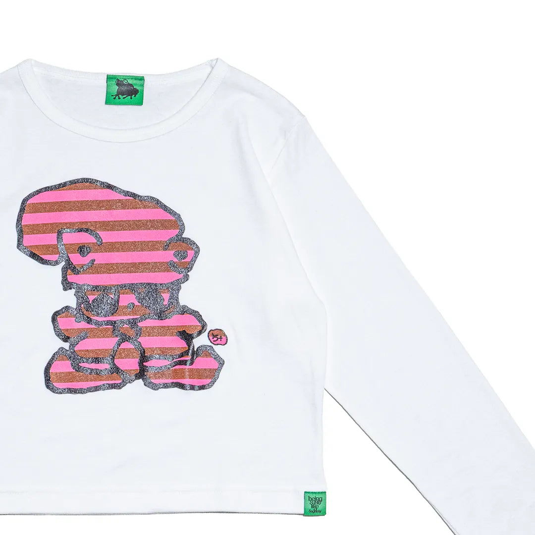 Striped Tie Bear Cropped L/S Tee